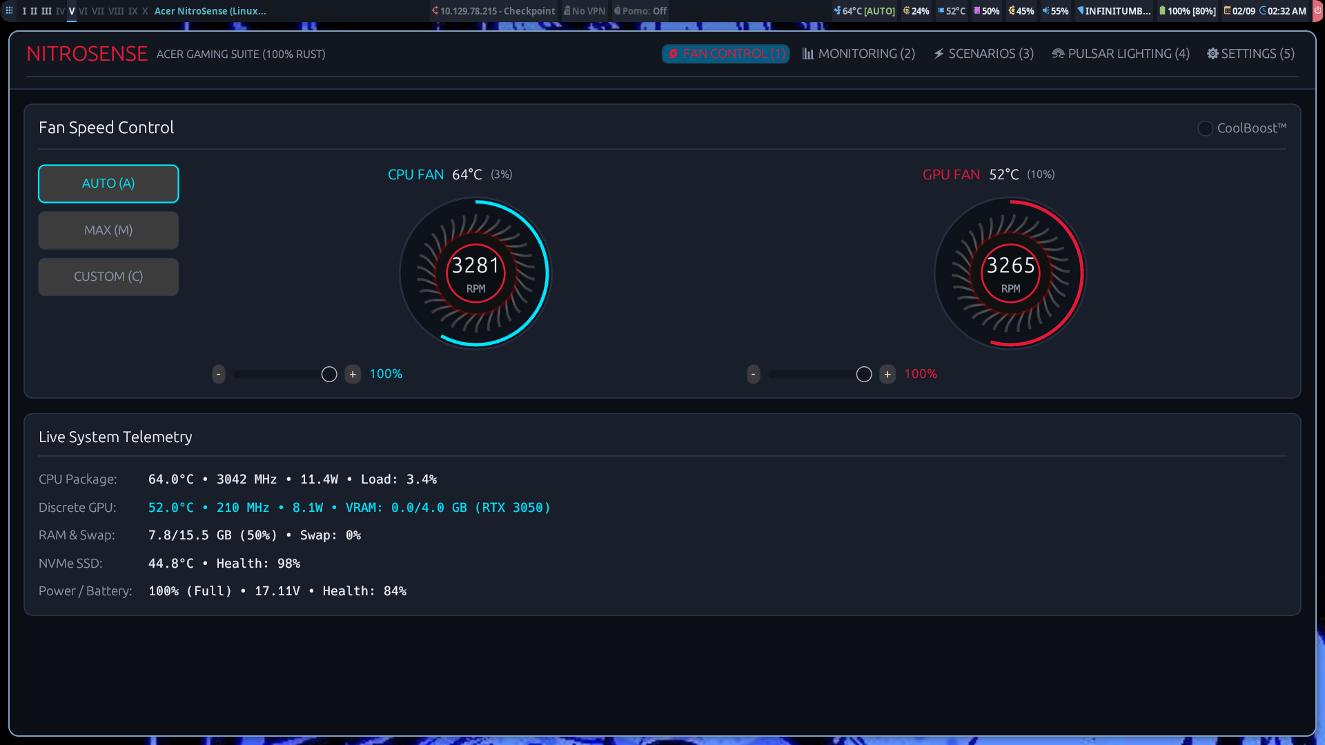 AcerSense Pro Dashboard en Linux